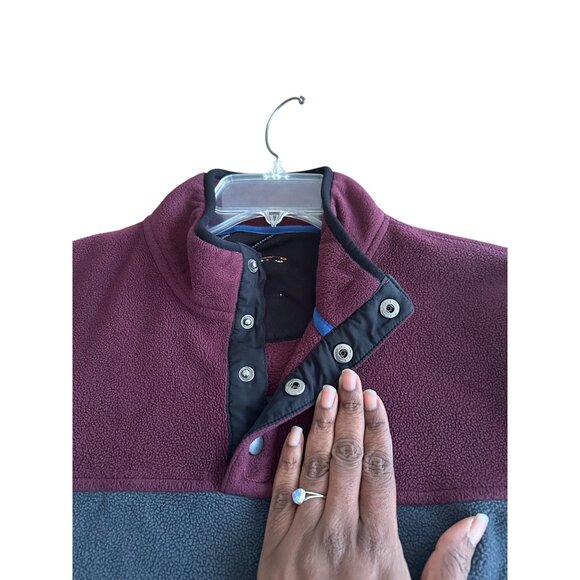 Hawke & Co. Mens Burgundy & Charcoal Quarter Snap Colorblock Pullover Fleece M - Picture 5 of 15